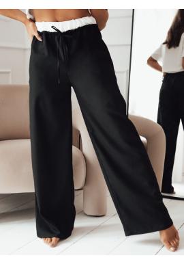 Široké dámské kalhoty černé barvy
