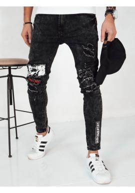Pánské černé džíny s podšitými dírami