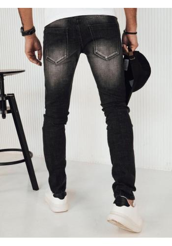 Tmavě šedé pánské džíny s ozdobnými zipy