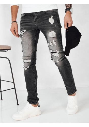 Pánské tmavě šedé džíny s dírami