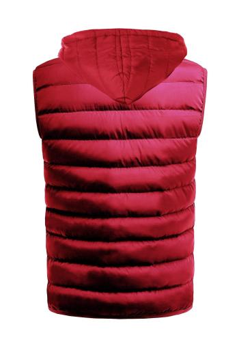 Pánská prošívaná červená vesta s kapucí