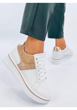 Klínové dámské Sneakersy v bílo-béžové barvě