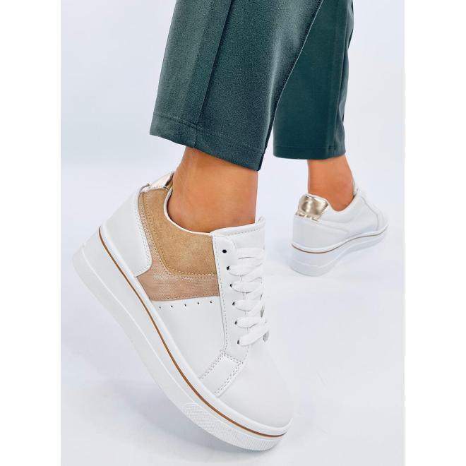 Klínové dámské Sneakersy v bílo-béžové barvě