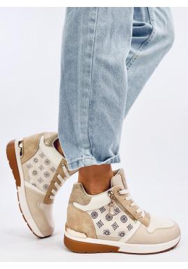 Vzorované béžové Sneakersy na podpatku