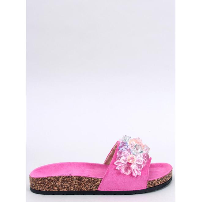 Korkové růžové pantofle s krystaly
