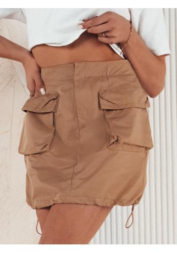 Mini sukně s kapsami v hnědé barvě