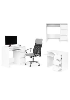 Univerzální bílý kancelářský stůl se 3 zásuvkami
