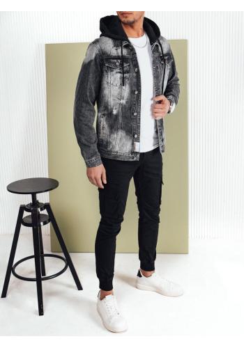 Džínová pánská bunda tmavě šedé barvy