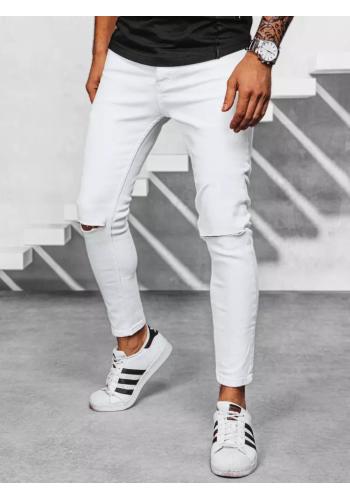 Bílé pánské džíny s dírami