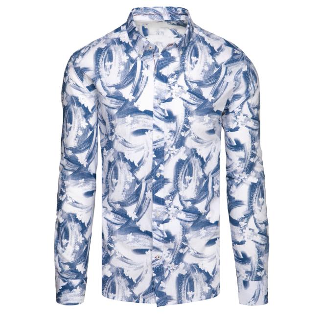 Vzorovaná pánská košile modro-bílé barvy