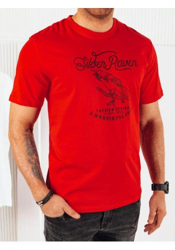 Pánské bavlněné červené tričko s potiskem