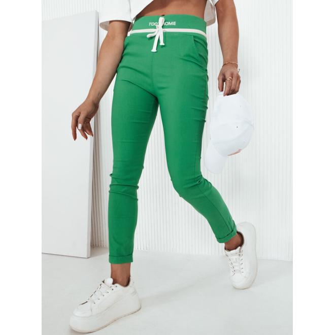 Zelené elegantní kalhoty s vysokým pasem