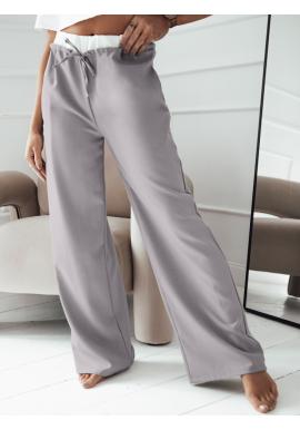 Široké dámské kalhoty šedé barvy