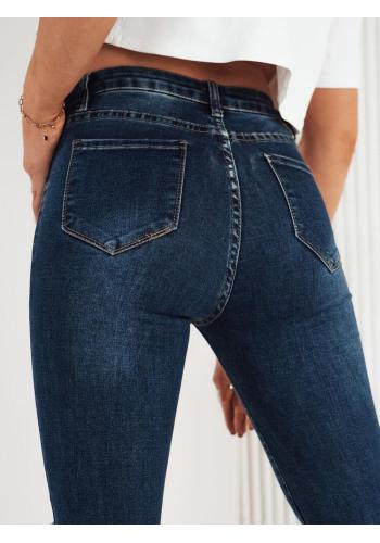 Modré dámské džíny s potiskem
