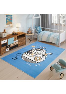 Modrý koberec s pandami