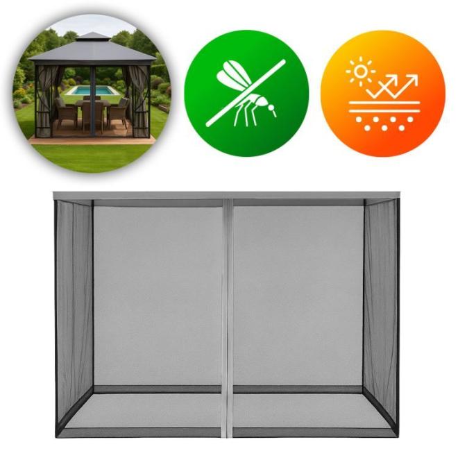 Šedá moskytiéra do zahradního pavilonu - 3x3 m
