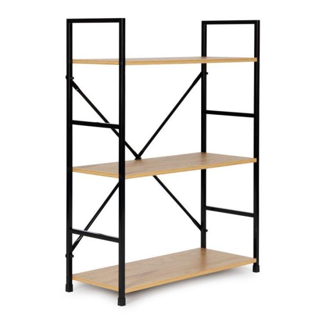 Dřevěný regál se 3 policemi v loft stylu