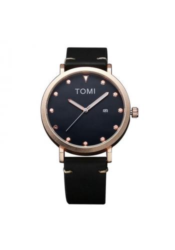 Módní pánské hodinky Tomi hnědé barvy s bílým ciferníkem