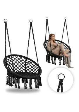 Závěsné boho křeslo v černé barvě