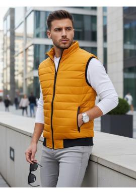 Prošívaná tmavě žlutá pánská vesta TX4018