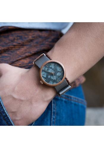 Dřevěné pánské hodinky černé barvy s textilním řemínkem