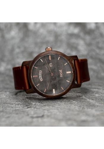 Dřevěné pánské hodinky hnědo-černé barvy s koženým řemínkem