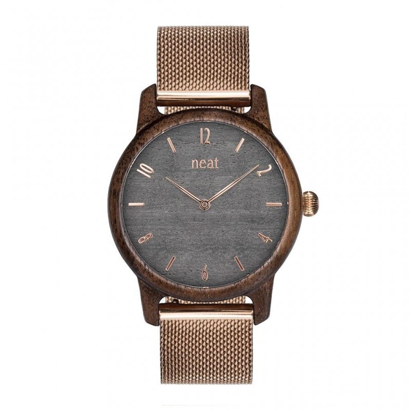 Černé dřevěné hodinky s koženým řemínkem pro dámy