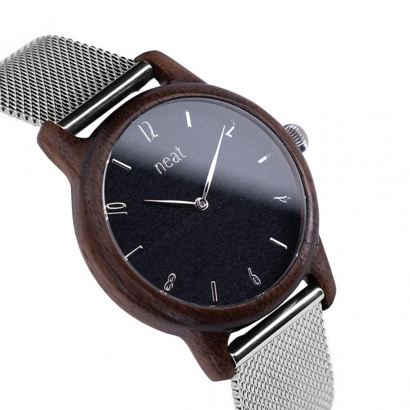 Zlato-šedé dřevěné hodinky s kovovým řemínkem pro dámy