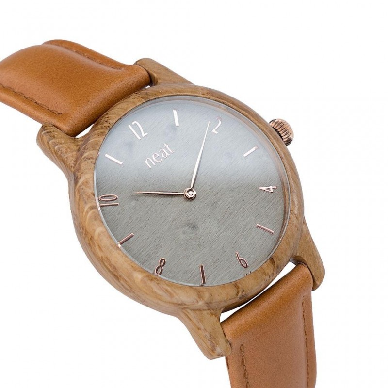 Dřevěné dámské hodinky stříbrno-černé barvy s kovovým řemínkem